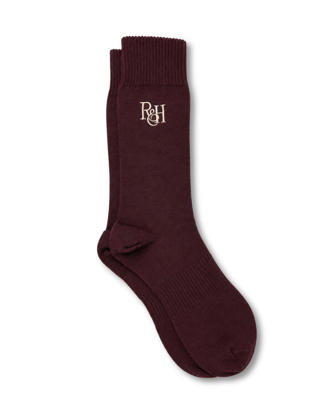 Burgundy Merino Wool Mid-Calf Dress Socks