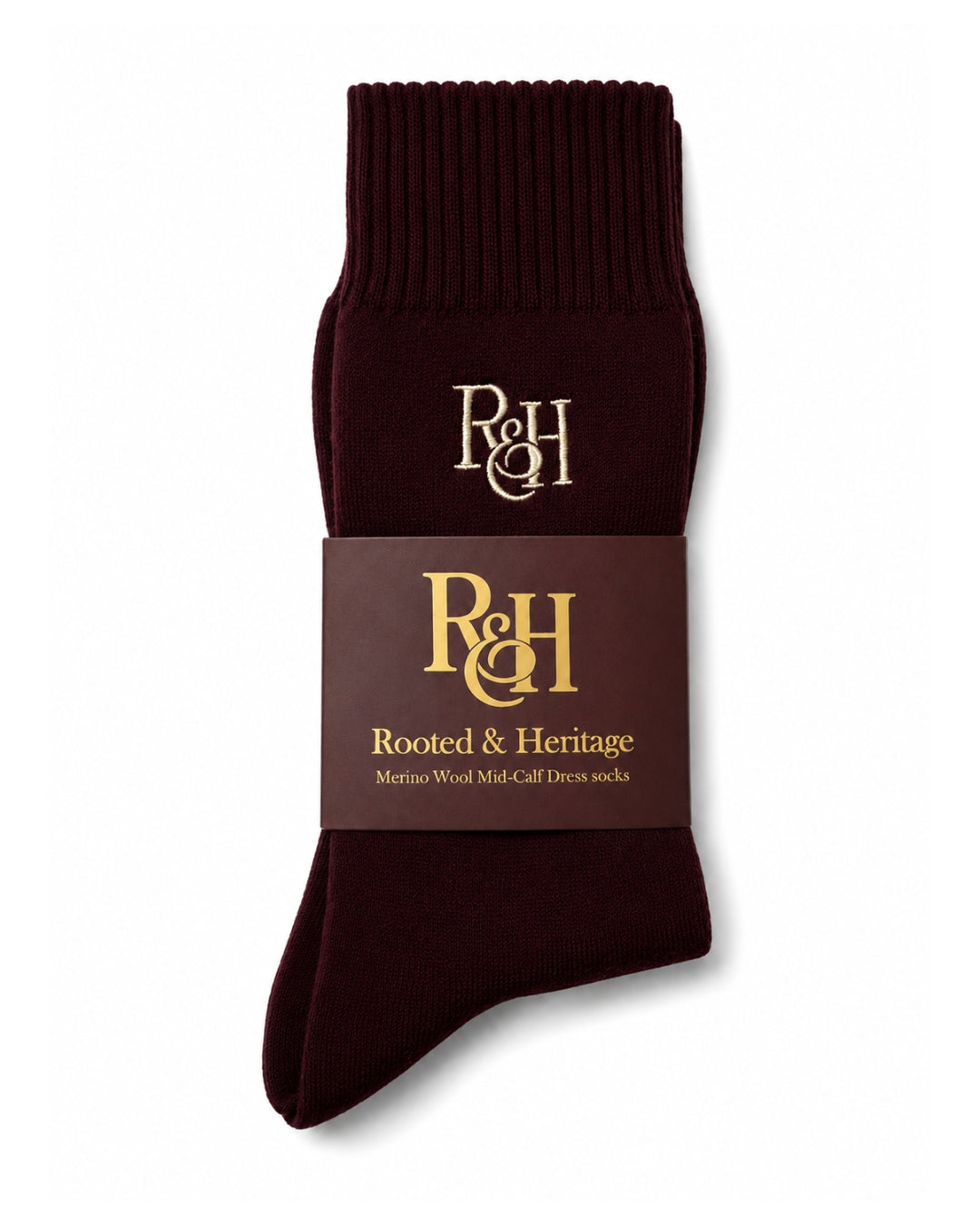 Burgundy Merino Wool Mid-Calf Dress Socks