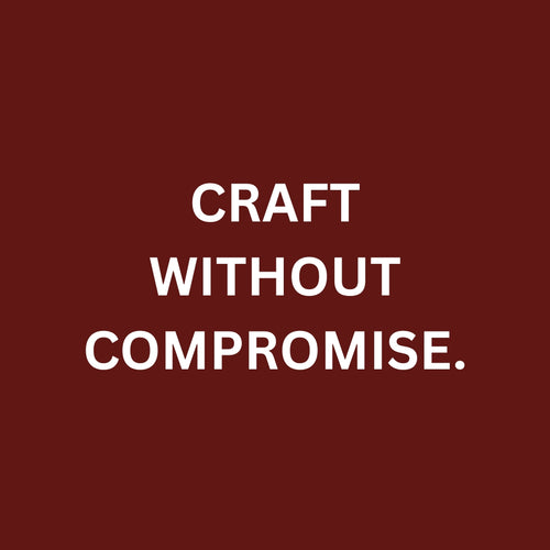 Text 'CRAFT WITHOUT COMPROMISE' on a red background