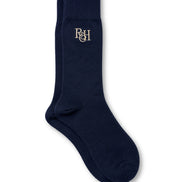 Navy Merino Wool Mid-Calf Dress Socks