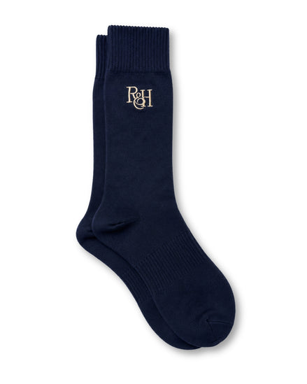 Navy Merino Wool Mid-Calf Dress Socks
