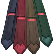 Navy, burgundy, brown, and green silk grenadine ties