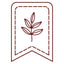 Decorative leaf design with a brown outline on a white background
