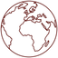 Outline of a world map on a white background