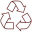 Recycling symbol in brown on a white background
